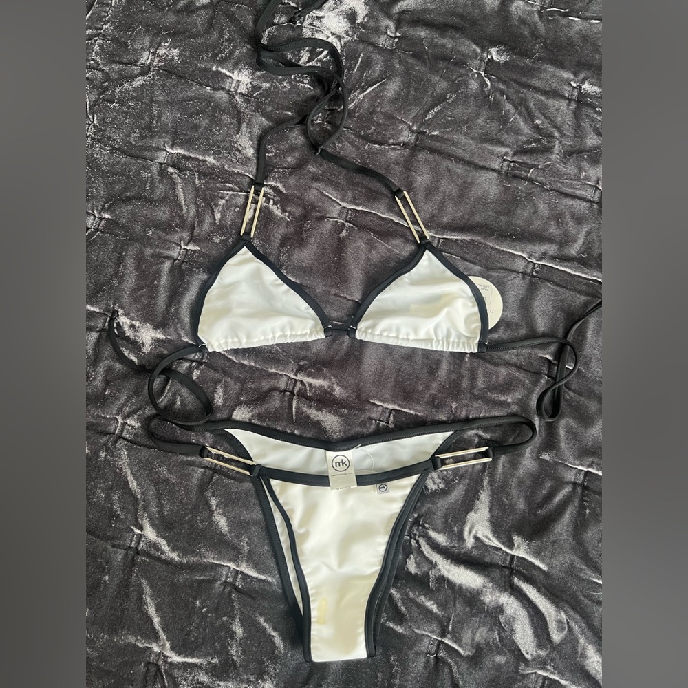 Microkitten Bikini Black/White NWT (XL top, L bottom)